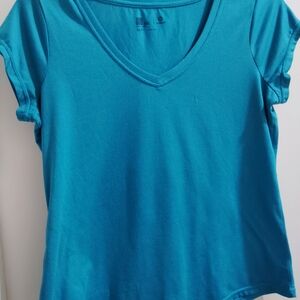 Xersion Turquoise V-Neck Short Sleeve Tee